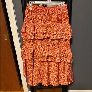 Floral Ruffle Skirt - Orange